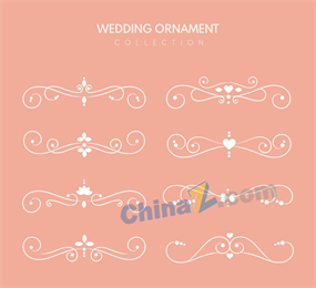 白色婚礼花纹花边矢量图